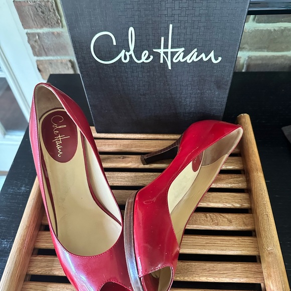Cole Haan Women's Red Peep Toe Pumps - Picture 14 of 14